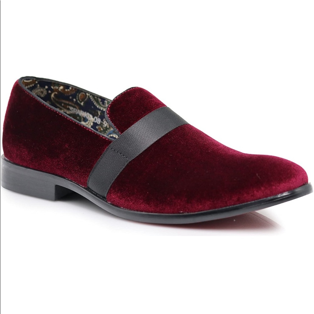 Enzo Romeo SPK03 Vintage Velvet Slip On Dress Loafers Burgundy 10.5